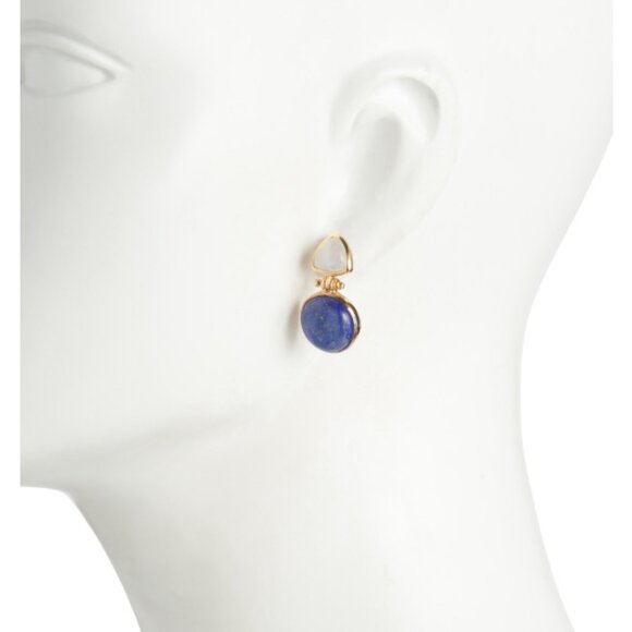 SHAANTI JEWELS Made In India 18kt Gold Plated Sterling Silver Moonstone Earrings - Picture 2 of 2